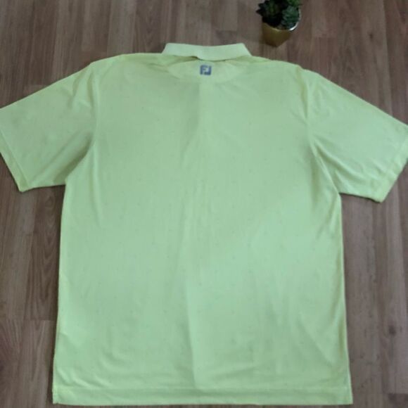 FootJoy Golf Polo Shirt Yellow w/ Gray Dots Short Sleeve - Picture 8 of 8